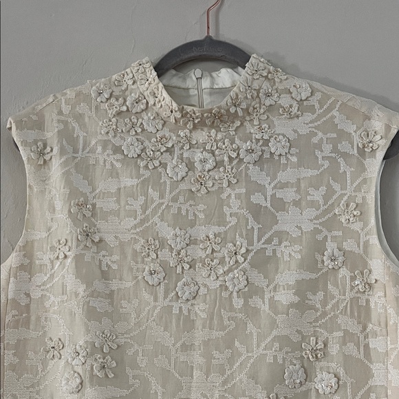 Anthropologie Payal Jain Archer Mini Dress Size 10 Cream Ivory Floral Silk NWT - Picture 5 of 16